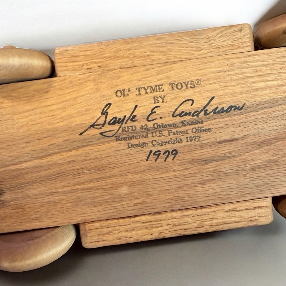 Vintage Wooden Model A Car 1979 Ol’ Tyme Toys by Gayle Anderson Handmade Oak - Picture 13 of 13